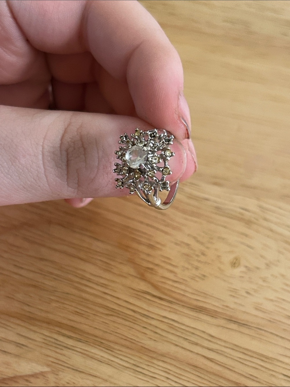 Silver-Tone Crystal Cluster Ring - Clear